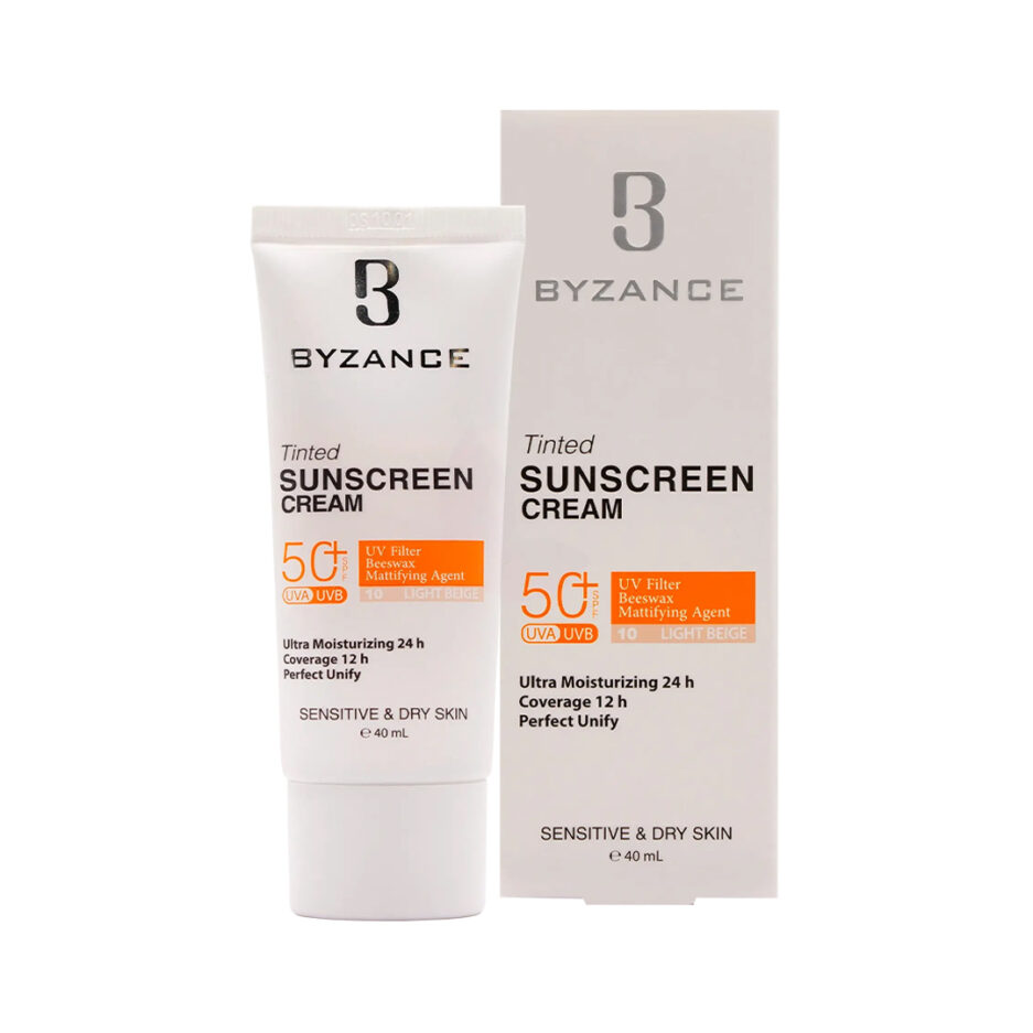 کرم ضد آفتاب رنگی SPF50 پوست خشک بژ روشن 10 بیزانس | Byzance - Image 3