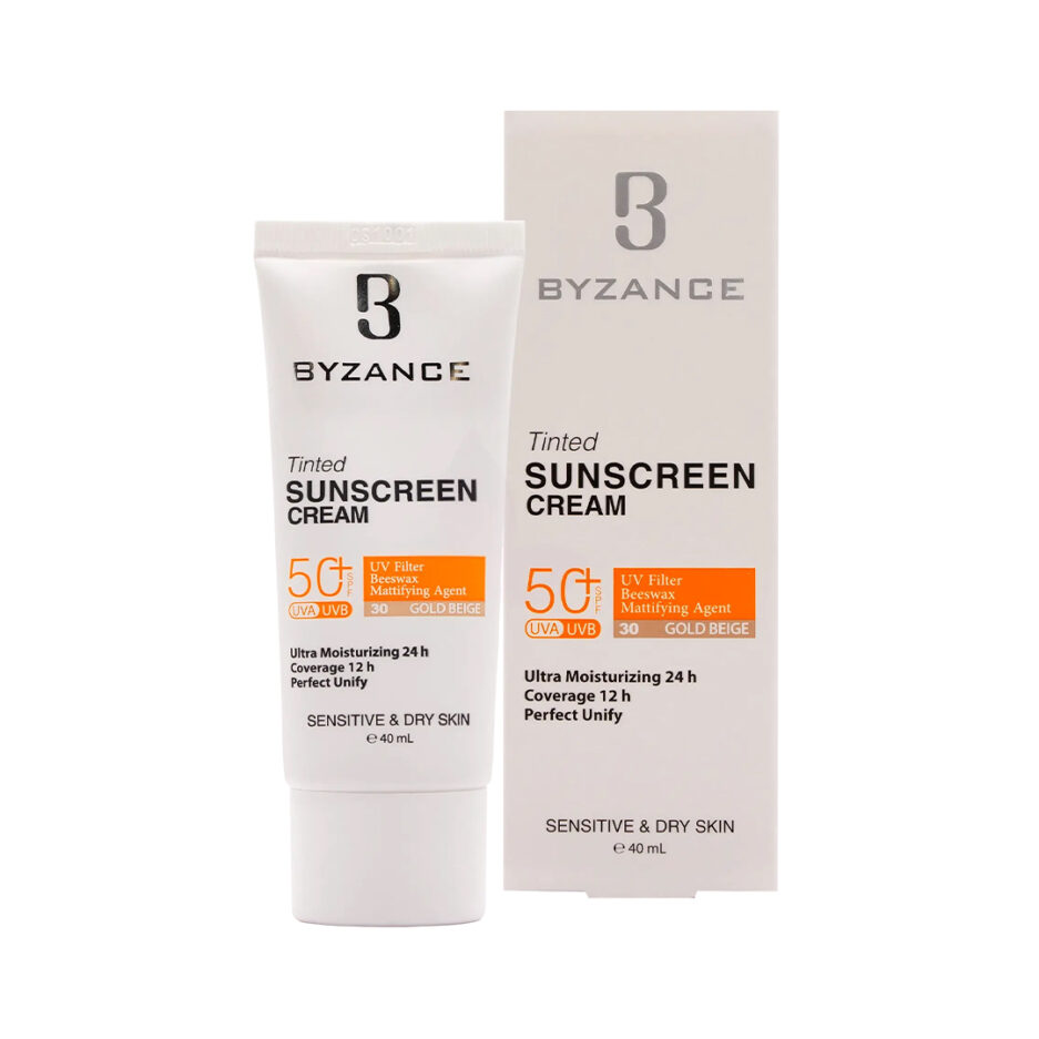 کرم ضد آفتاب رنگی SPF50 پوست خشک بژ طلایی 30 بیزانس | Byzance - Image 3