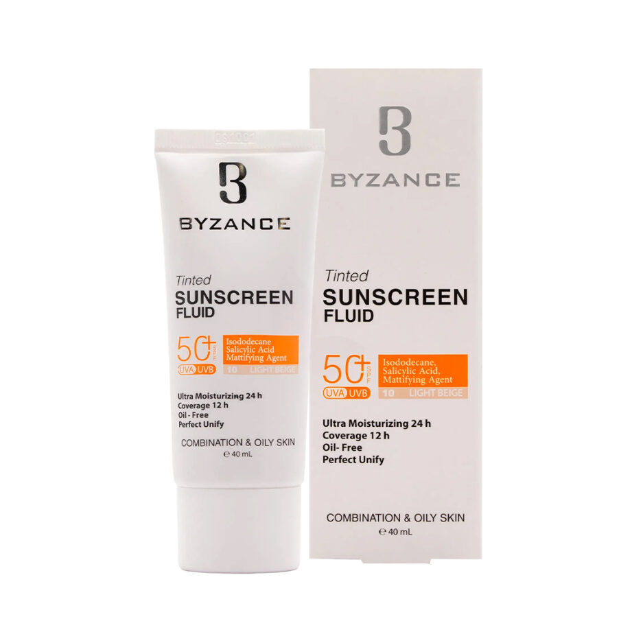 کرم ضد آفتاب رنگی SPF50 پوست چرب بژ روشن 10 بیزانس | Byzance - Image 3