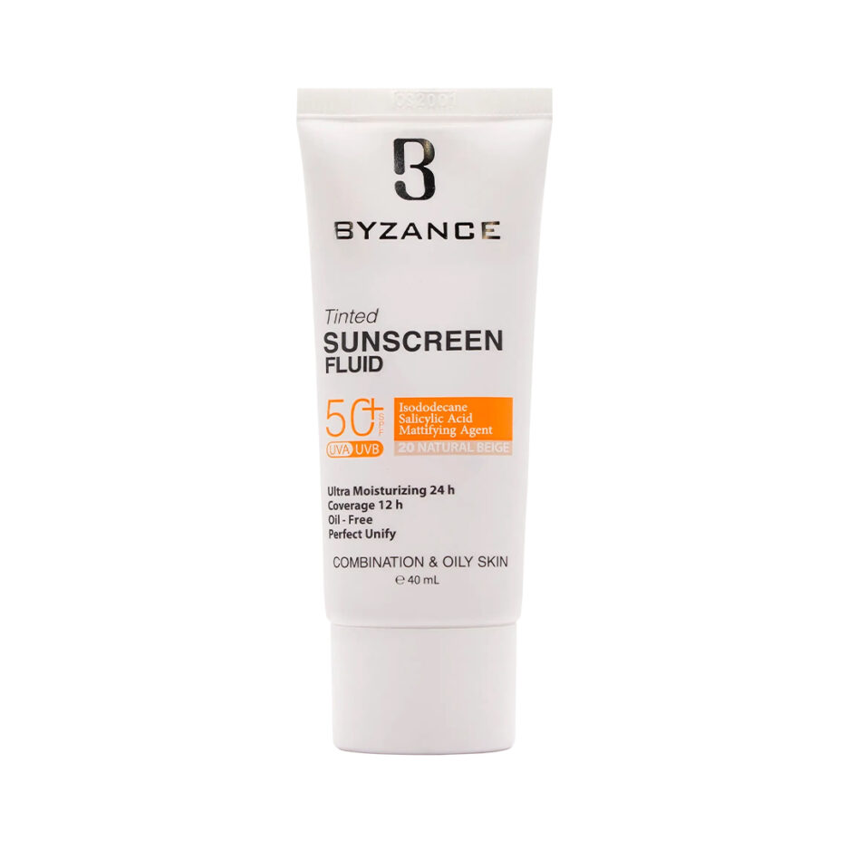 کرم ضد آفتاب رنگی SPF50 پوست چرب بژ طبیعی 20 بیزانس | Byzance