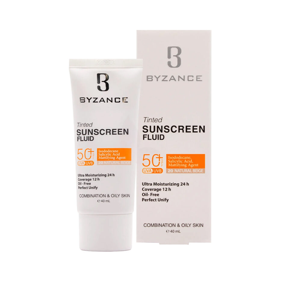 کرم ضد آفتاب رنگی SPF50 پوست چرب بژ طبیعی 20 بیزانس | Byzance - Image 2