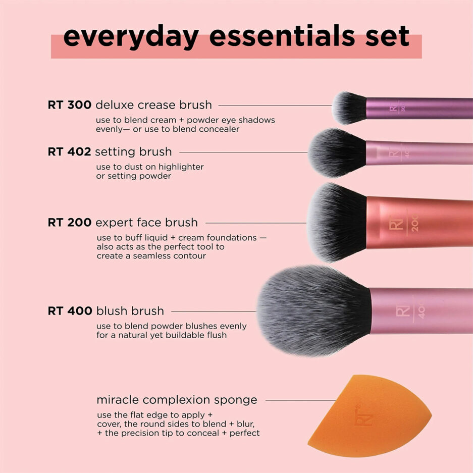 ست براش آرایشی مدل Everyday Essentials به همراه پد آرایشی ریل تکنیک |  Real Techniques - Image 3