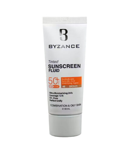 کرم ضد آفتاب رنگی SPF50 پوست چرب و مختلط برنز 40 بیزانس | Byzance