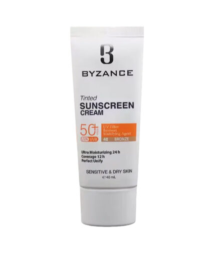 کرم ضدآفتاب رنگی Spf50 پوست های خشک و حساس برنز 40 بیزانس | Byzance
