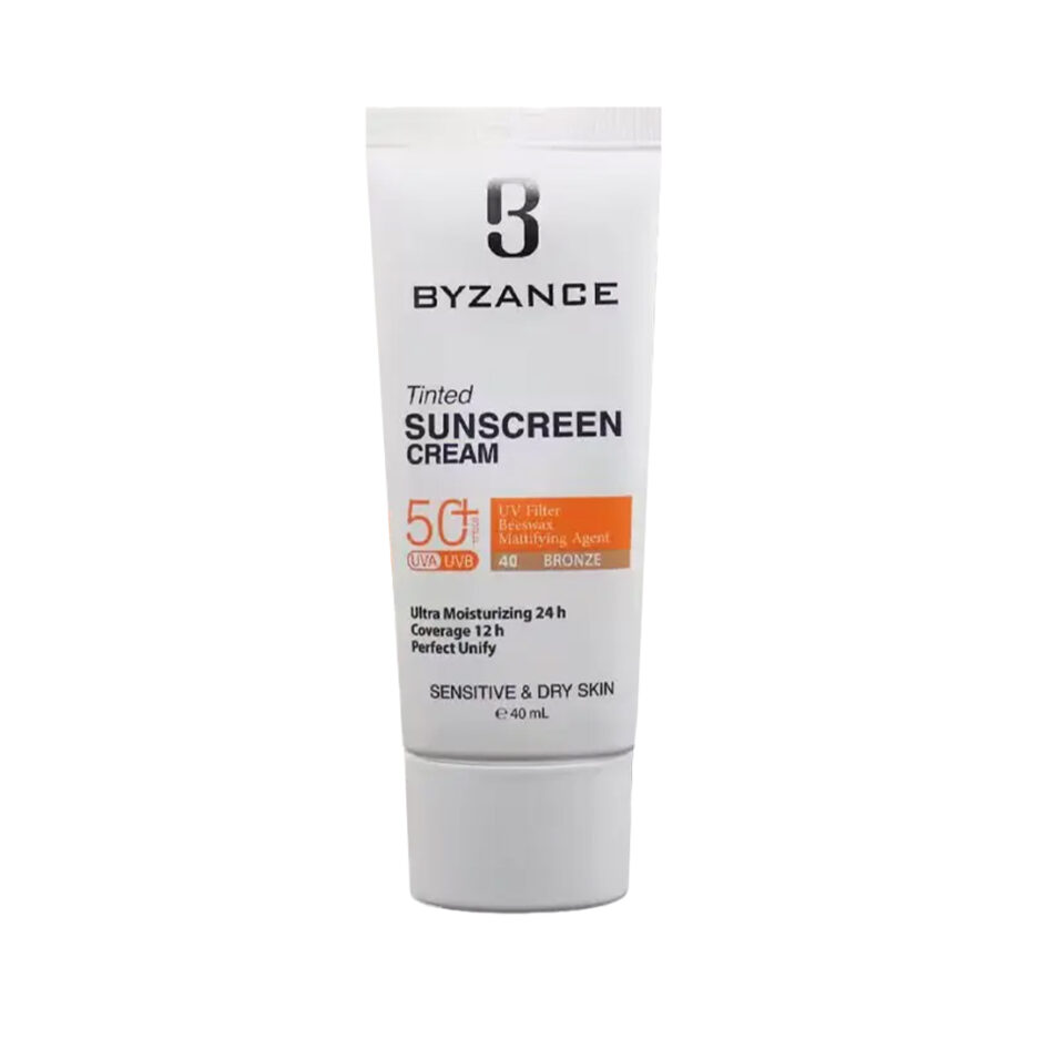 کرم ضدآفتاب رنگی Spf50 پوست های خشک و حساس برنز 40 بیزانس | Byzance