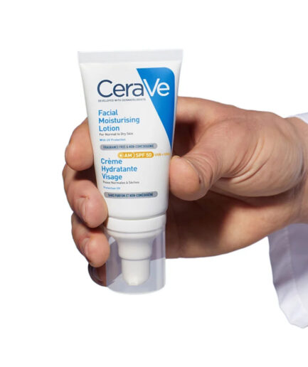 لوسیون ضدآفتاب بی رنگ SPF50 مدل AM حجم 52 میل سراوی | Cerave