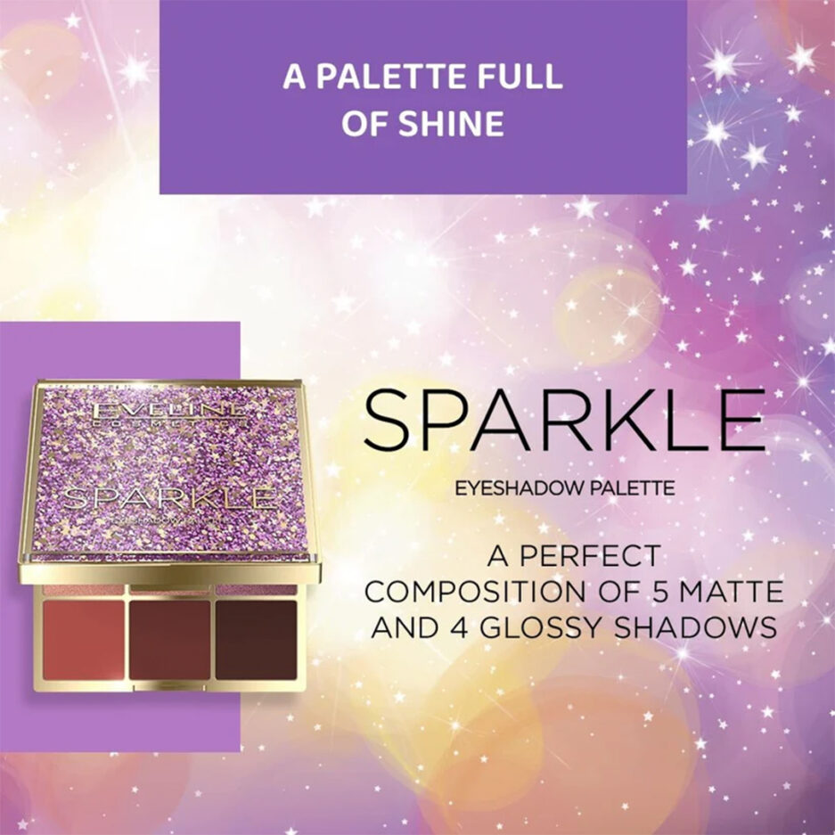 پالت سایه چشم 9 رنگ مدل sparkle اولاین | Eveline - Image 4