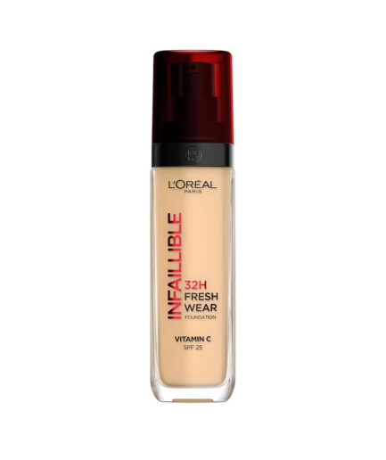 کرم پودر اینفالیبل 32 ساعته حاوی SPF25 مدل Freshwear حجم 30 میل لورال | Loreal - 125 warm dore