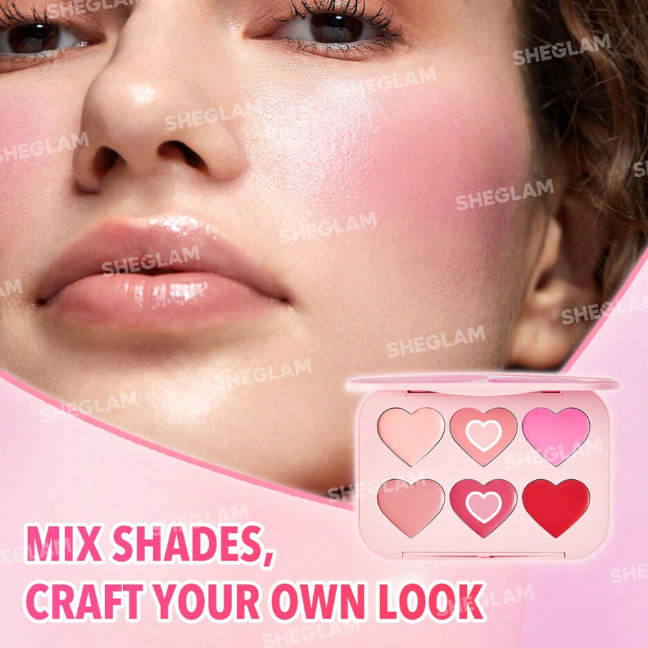 پالت رژگونه کرمی 6 رنگ مدل Flush Crush سری  Blushing Bouquet رنگ شیگلم | Sheglam - Image 3