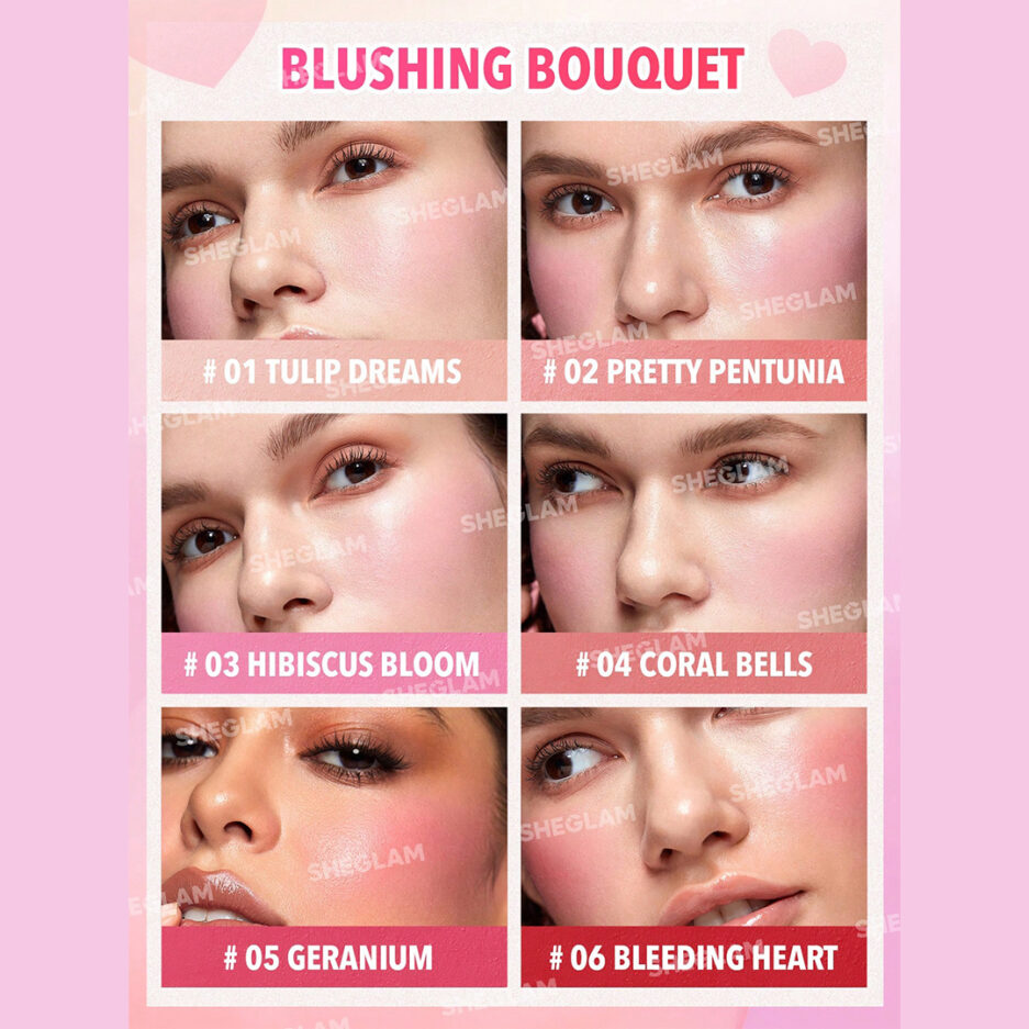 پالت رژگونه کرمی 6 رنگ مدل Flush Crush سری  Blushing Bouquet رنگ شیگلم | Sheglam - Image 4