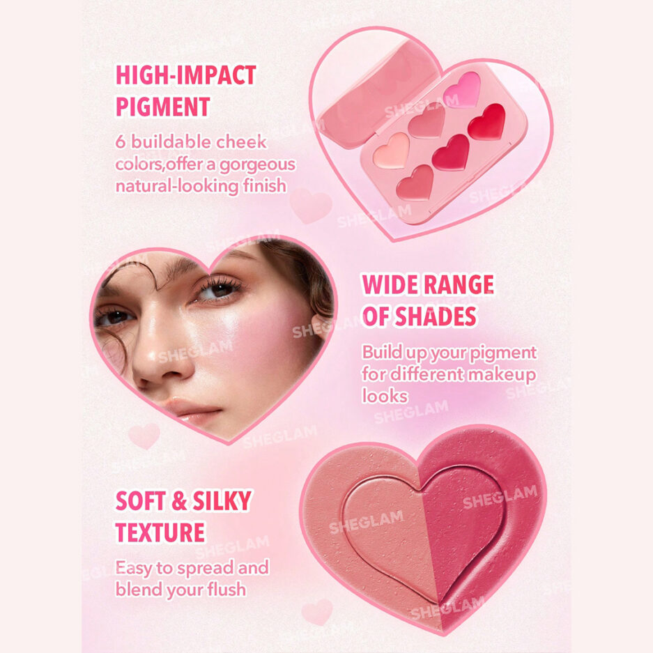 پالت رژگونه کرمی 6 رنگ مدل Flush Crush سری  Blushing Bouquet رنگ شیگلم | Sheglam - Image 5